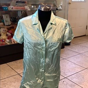 Green/ Blue Striped Shirt and cropped pants